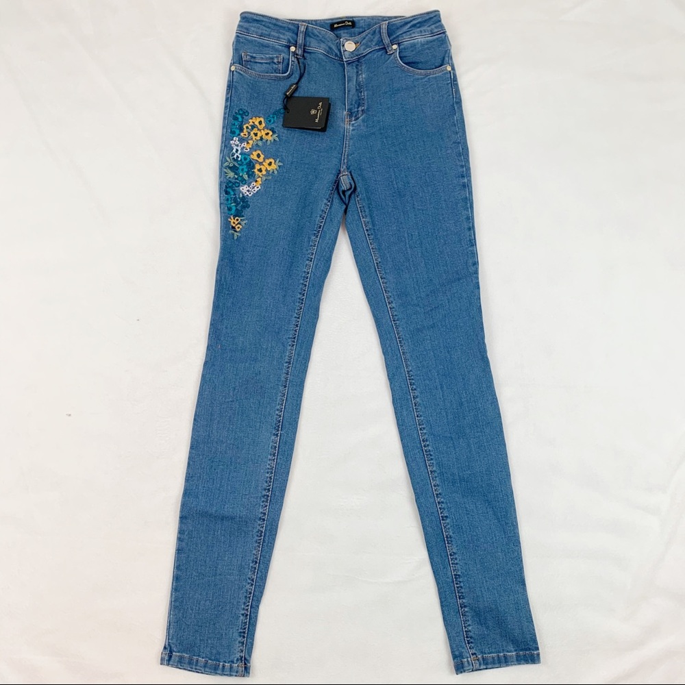 Massimo Dutti floral high‎ rise skinny jeans